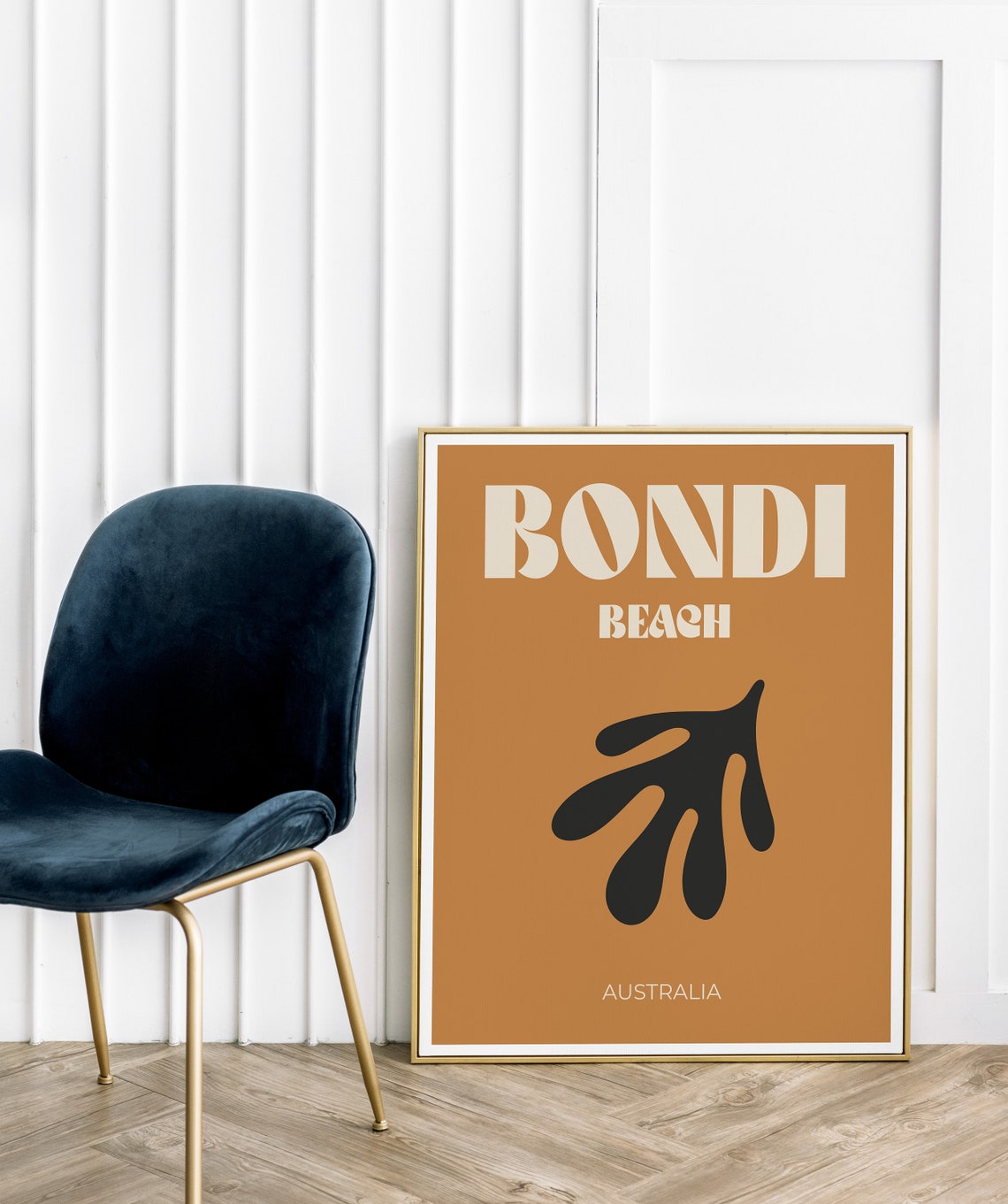 Bondi Beach Australia Retro Travel Poster In Bold Burnt Orange - Image 4