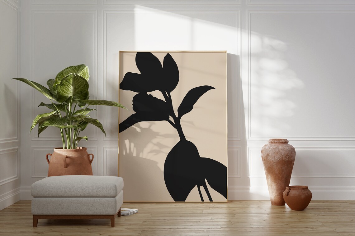 Abstract Flower, Beige Minimalist Botanical Art - Image 4