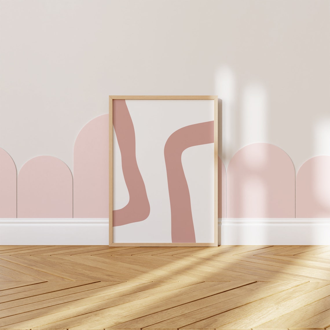 Dusty Rose Wavy Organic Shapes Minimalist Abstract Neutral Poster - Image 4