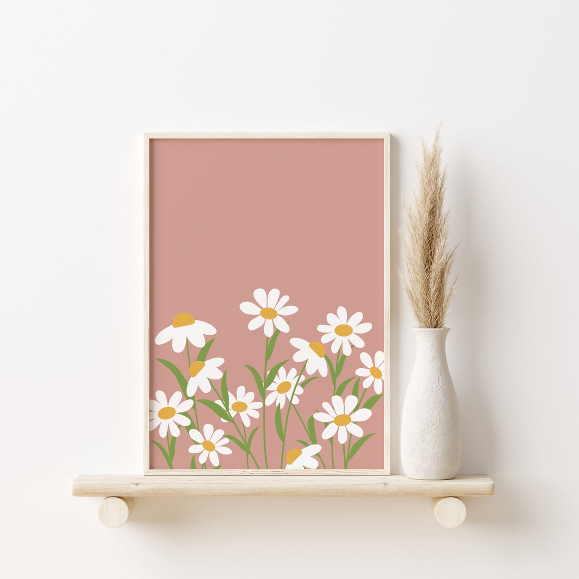 Daisy Wildflower Meadow Dusty Pink Floral Nursery Decor Poster - Image 2