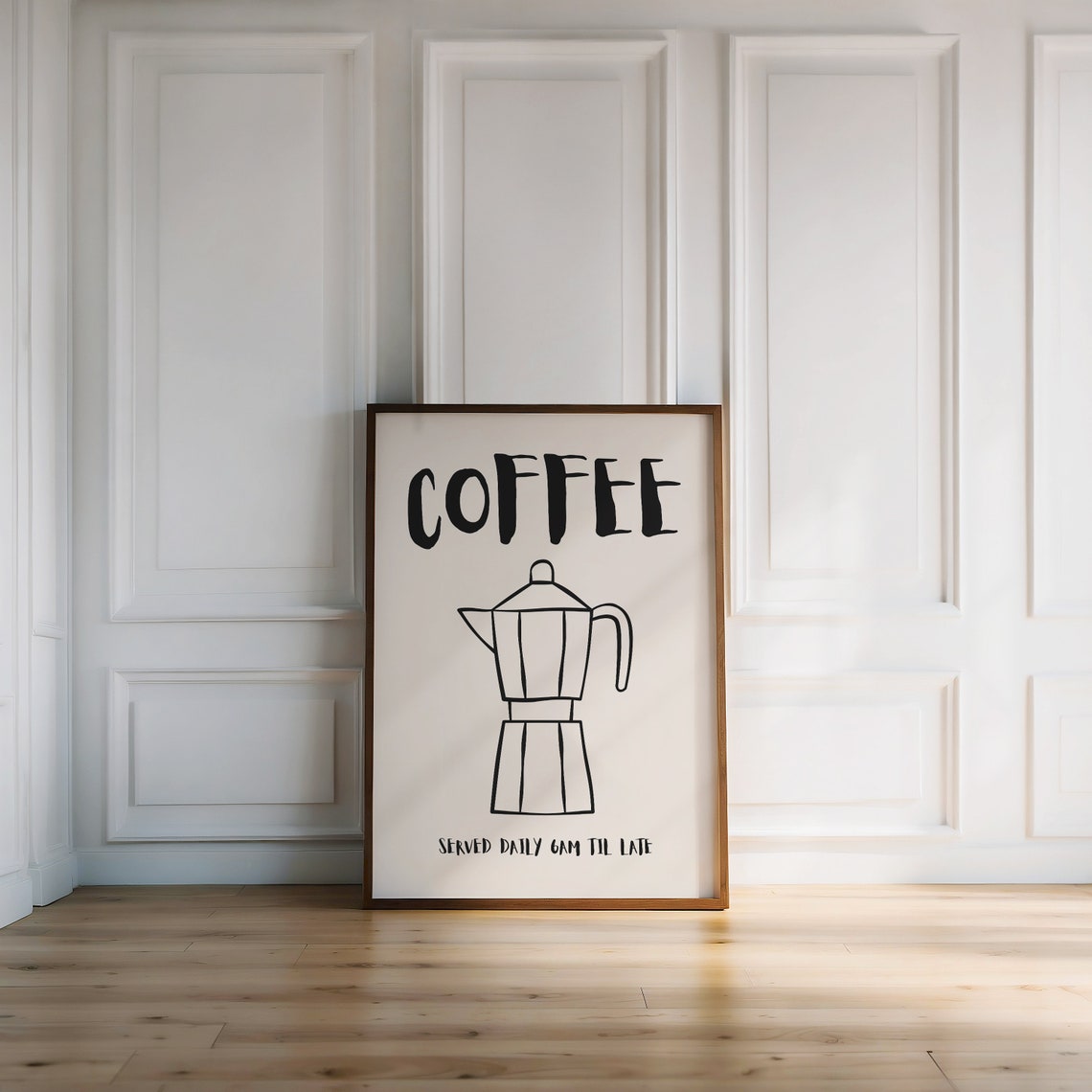 Coffee Moka Pot Served Daily Cute Retro Kitchen Cafe Wall Poster - Image 4