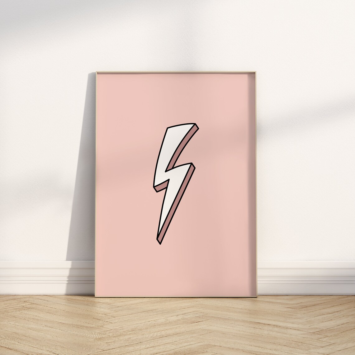 Pink Lightning Bolt Poster Cute Girls Nursery Boho Playroom Art Decor - Image 2
