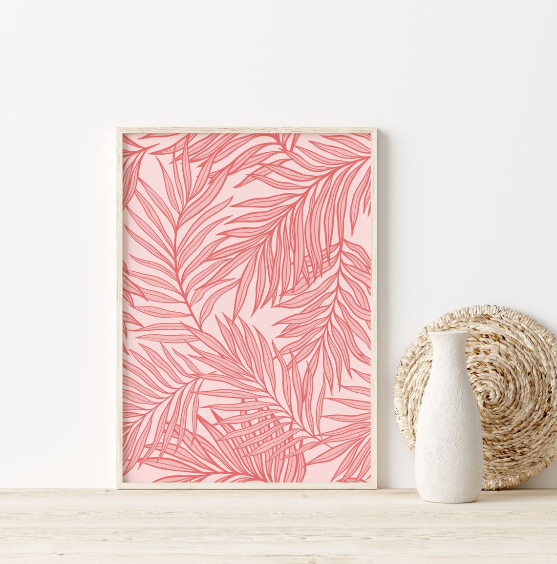 Pink Palm Leaf Botanical Pattern Trendy Tropical Print for Girls
