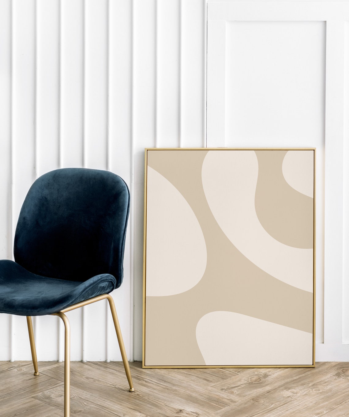 Beige Organic Wave Curves Minimalist Neutral Modern Decor Poster - Image 3