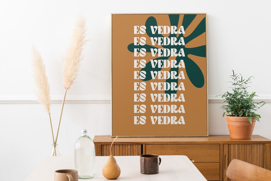 Es Vedra Ibiza Retro Travel Poster Mustard Sunburst Typographic Art - Image 3