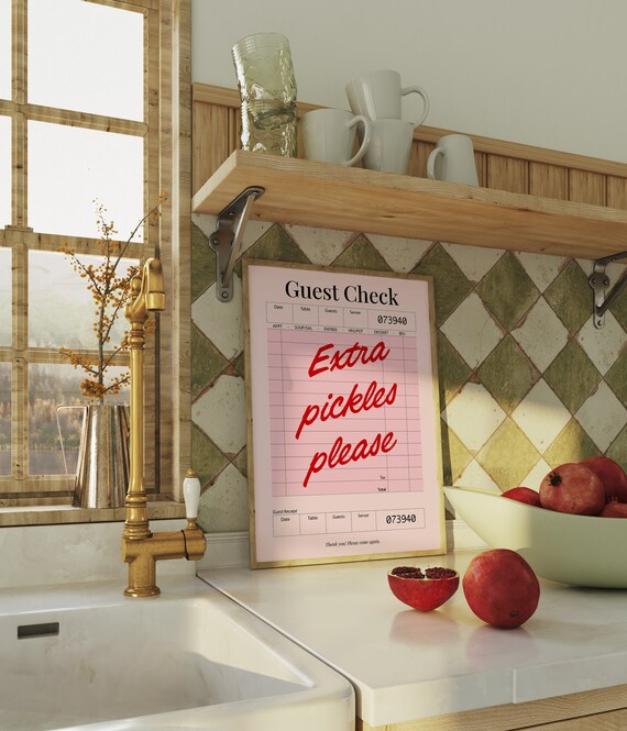 Guest Check Print Extra Pickles Please Print Funny Pickle Quote Trendy Wall Art Pickle Lover Print Pickle Poster Wall Art
