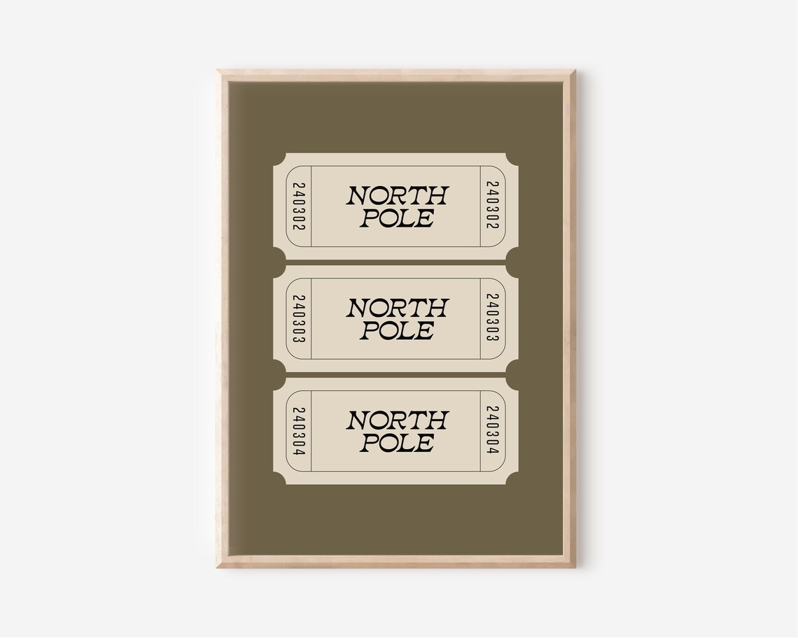 North Pole Ticket Boho Christmas Wall Art Print - Image 2