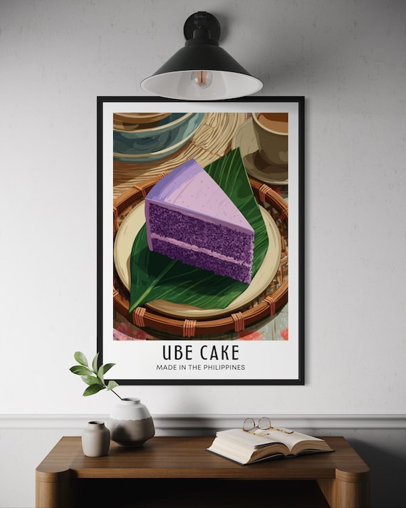 Ube Cake Dessert Poster Purple Filipino Pudding Wall Art Kitchen Decor Asian Illustration Foodie Traveller Gift Philippines