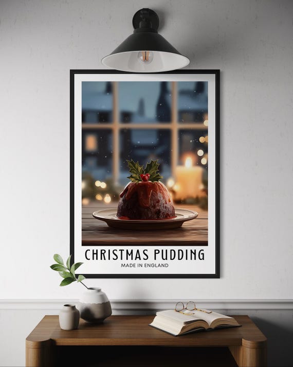 Christmas Pudding Poster, Festive Kitchen Decor