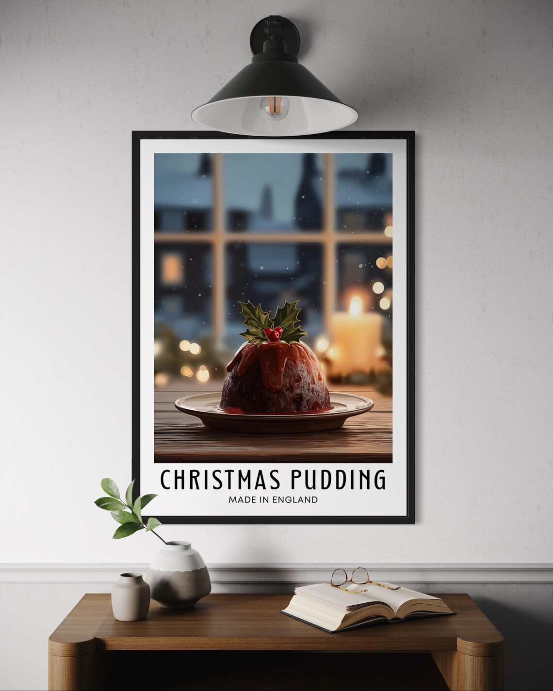 Christmas Pudding Poster, Festive Kitchen Decor