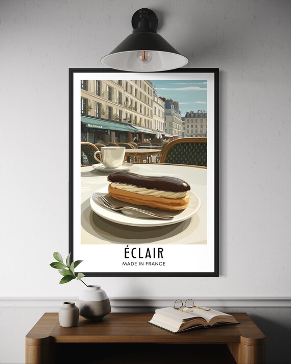 Chocolate Eclair Paris Cafe Table French Food Art Poster Made In France
