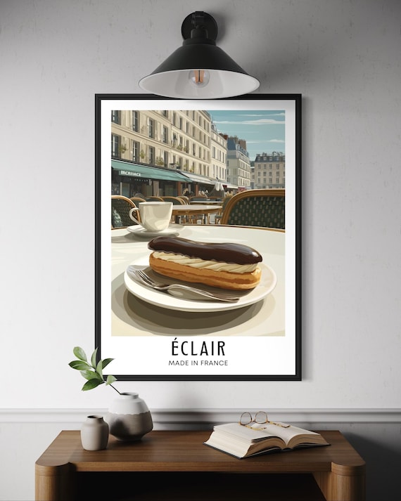 Clair French Dessert Poster Creamfilled Pastry Wall Art Bakery Illustration Cute Kitchen Decor Ptisserie Print Foodie Lover