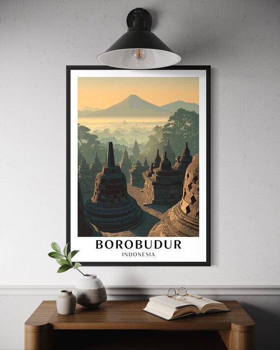 Borobudur Temple Indonesia, Travel Poster