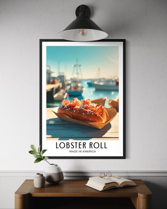 Lobster Roll Food Art Print, Classic New England