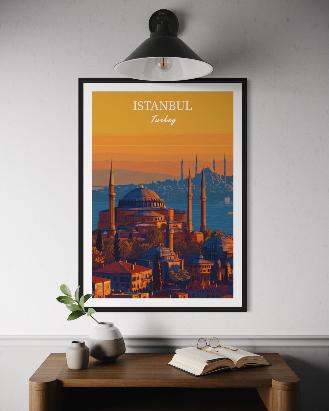 Istanbul Turkey Hagia Sophia Sunset Skyline Cityscape Poster