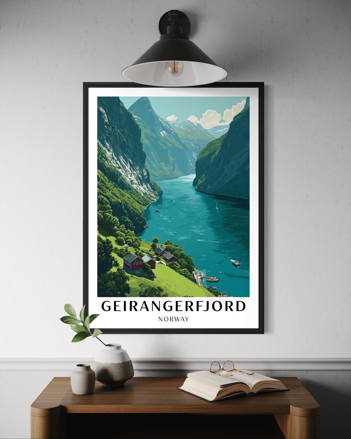 Geirangerfjord Norway Travel Poster, Nordic Landscape