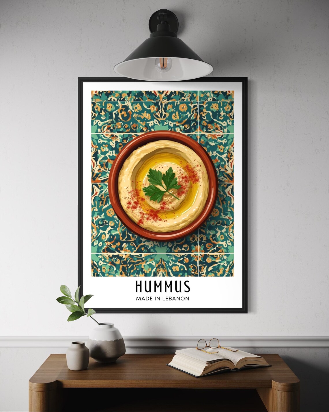 Hummus Poster, Mediterranean Kitchen Decor Art Print