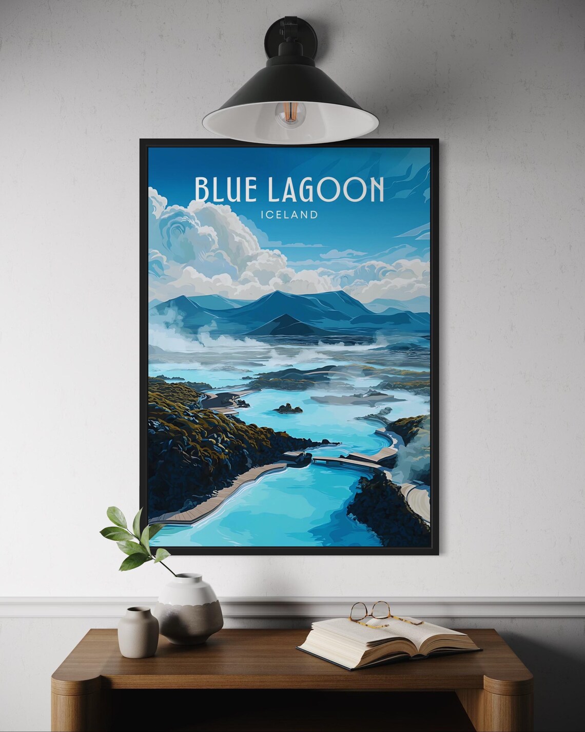 Blue Lagoon Iceland Travel Poster, Scenic Nature Decor