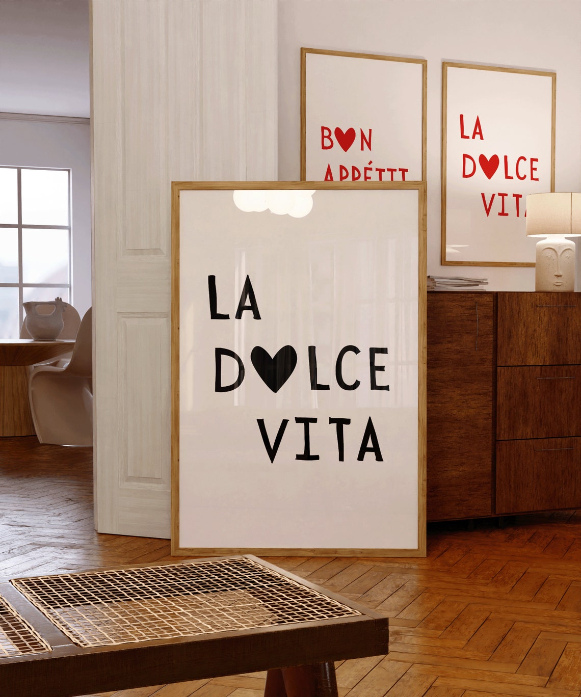 La Dolce Vita Heart Typography Poster for Italian Kitchen Wall Decor