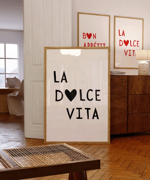La Dolce Vita Kitchen Poster La Dolce Vita Kitchen Decor Wall Art Kitchen Wall Decor Prints Funny Kitchen Quotes Art Print Wall Art