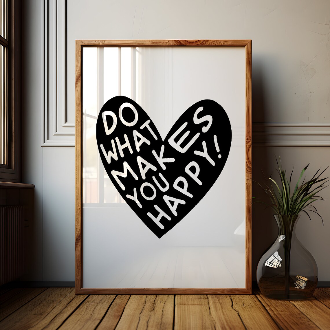 Do What Makes You Happy Black Heart Quote Motivational Poster - Image 3