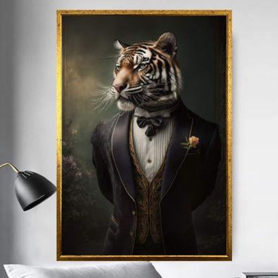 Dapper Tiger Wearing Black Tuxedo Funny Animal Portrait Poster - Image 5