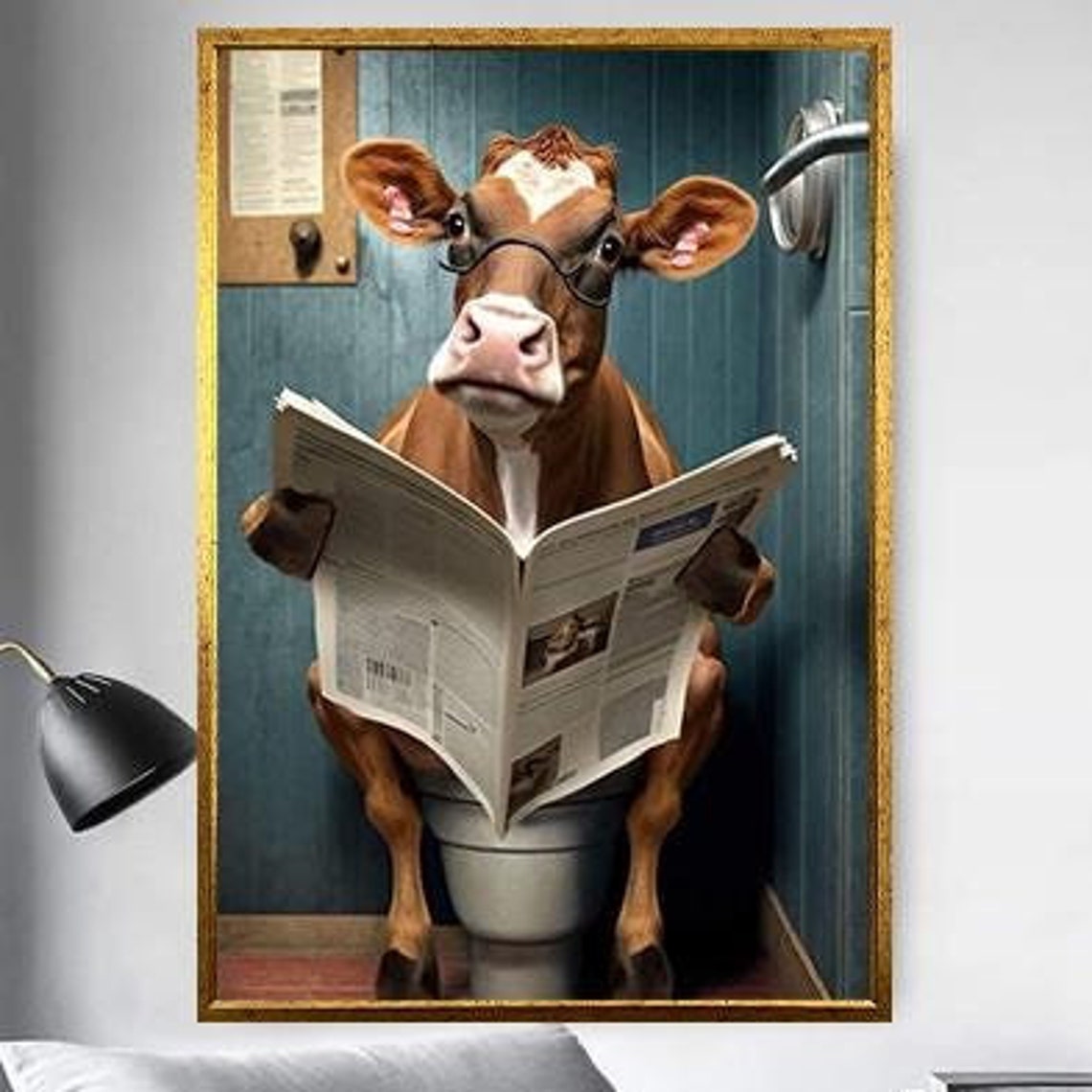 Colorful Cow Printing Cow Wall Decor Abstract Animal Wall Art Painting On Colorful Animal Art Farmhouse For Gifts - Image 5