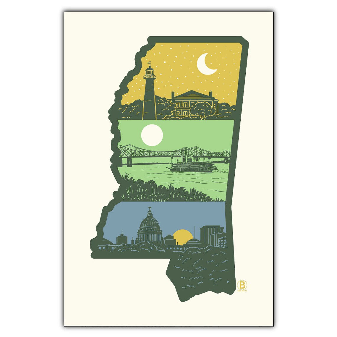 Layers of Mississippi Travel Poster, Place Print