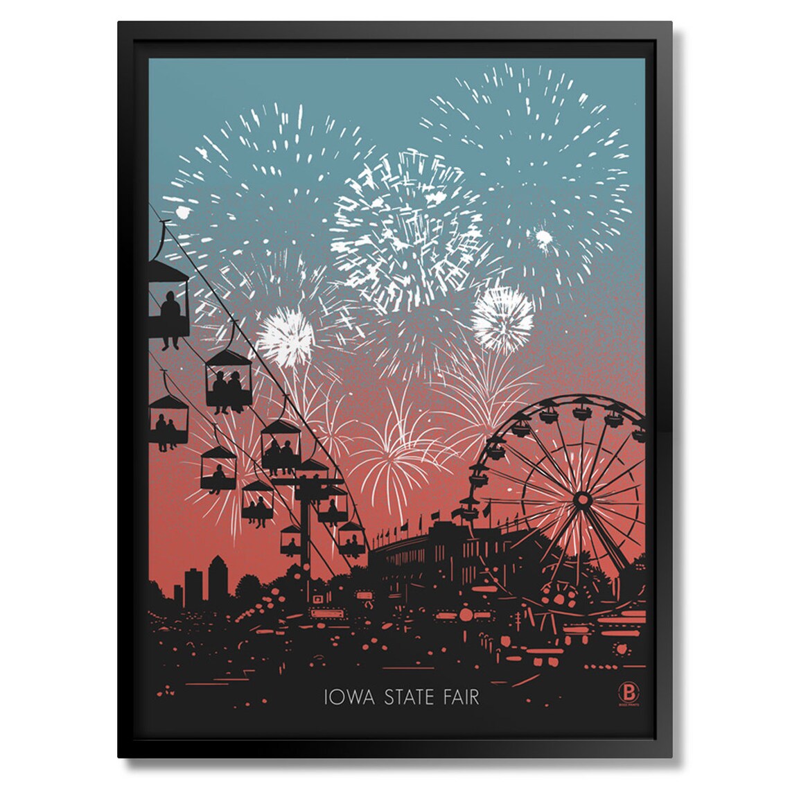 Iowa State Fair Fireworks Art Print, Travel Poster