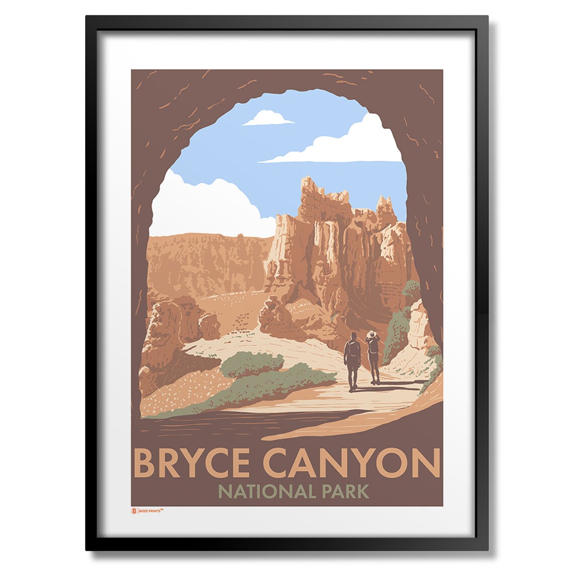 Bryce Canyon National Park Tunnel View Hoodoos Hikers Classic Travel Poster
