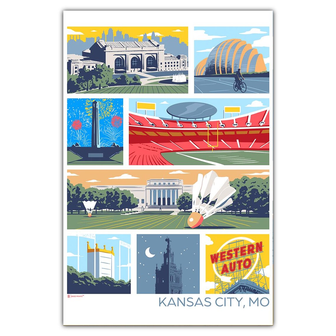 Kansas City Landmarks Travel Poster