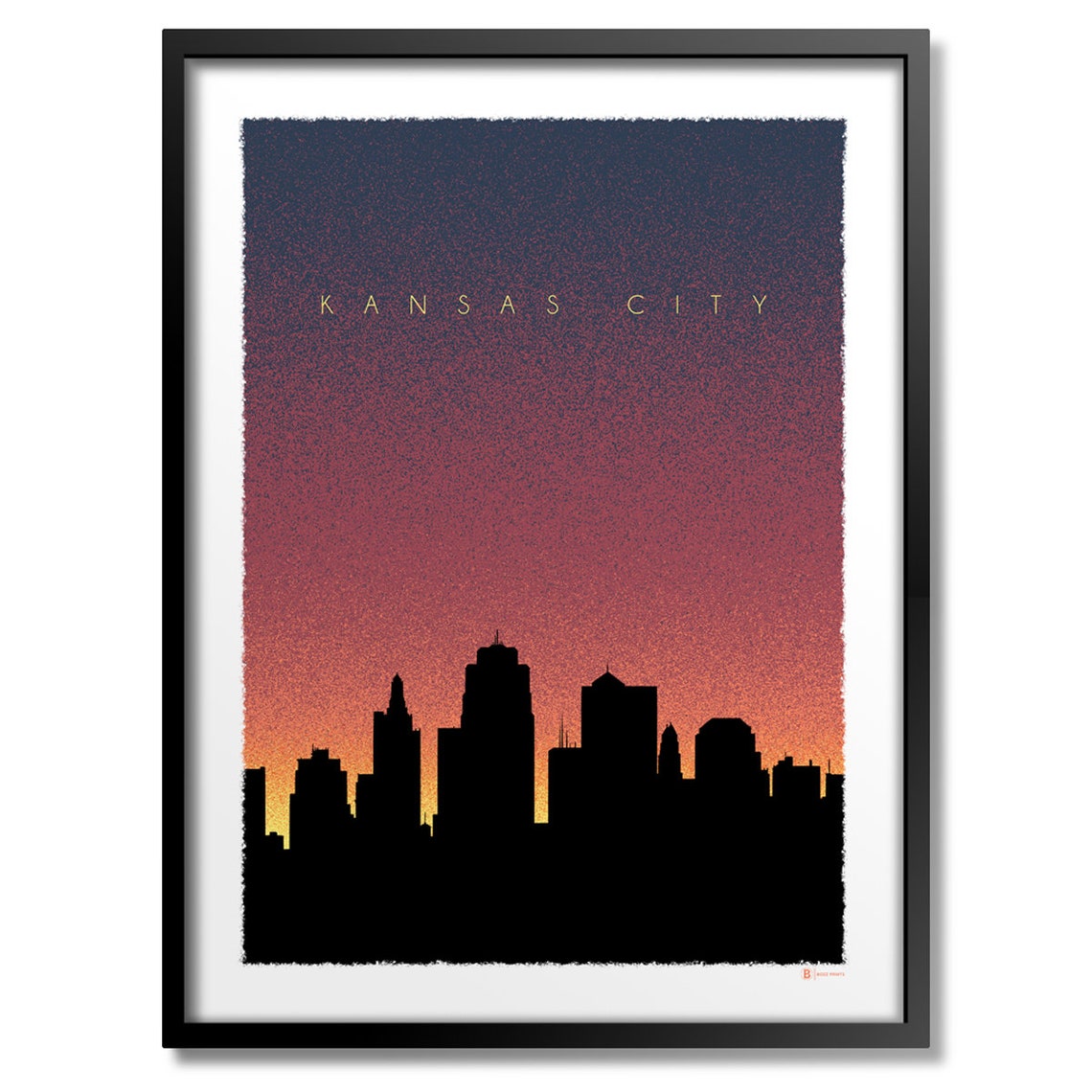 Kansas City Skyline Silhouette Sunset Gradient Cityscape Poster