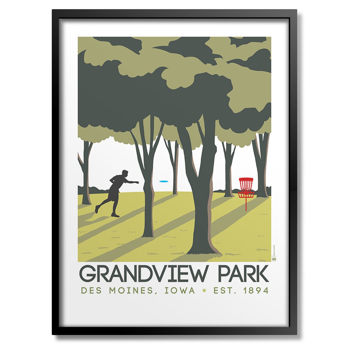 Grandview Park Des Moines Iowa Disc Golf Frisbee Vintage Poster