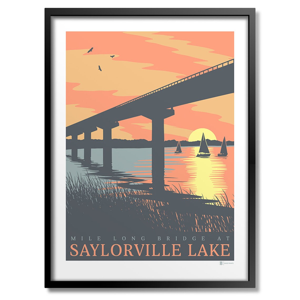 Saylorville Lake Bridge Sunset Art Print