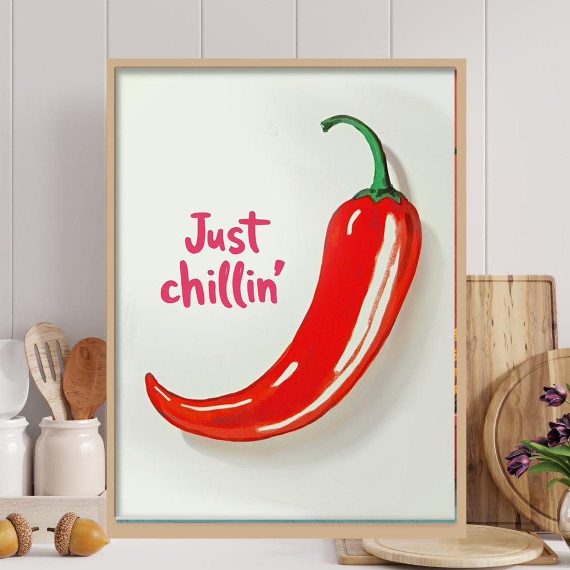 Hot Chili Boho Kitchen Decor, Funny Quote Art Print