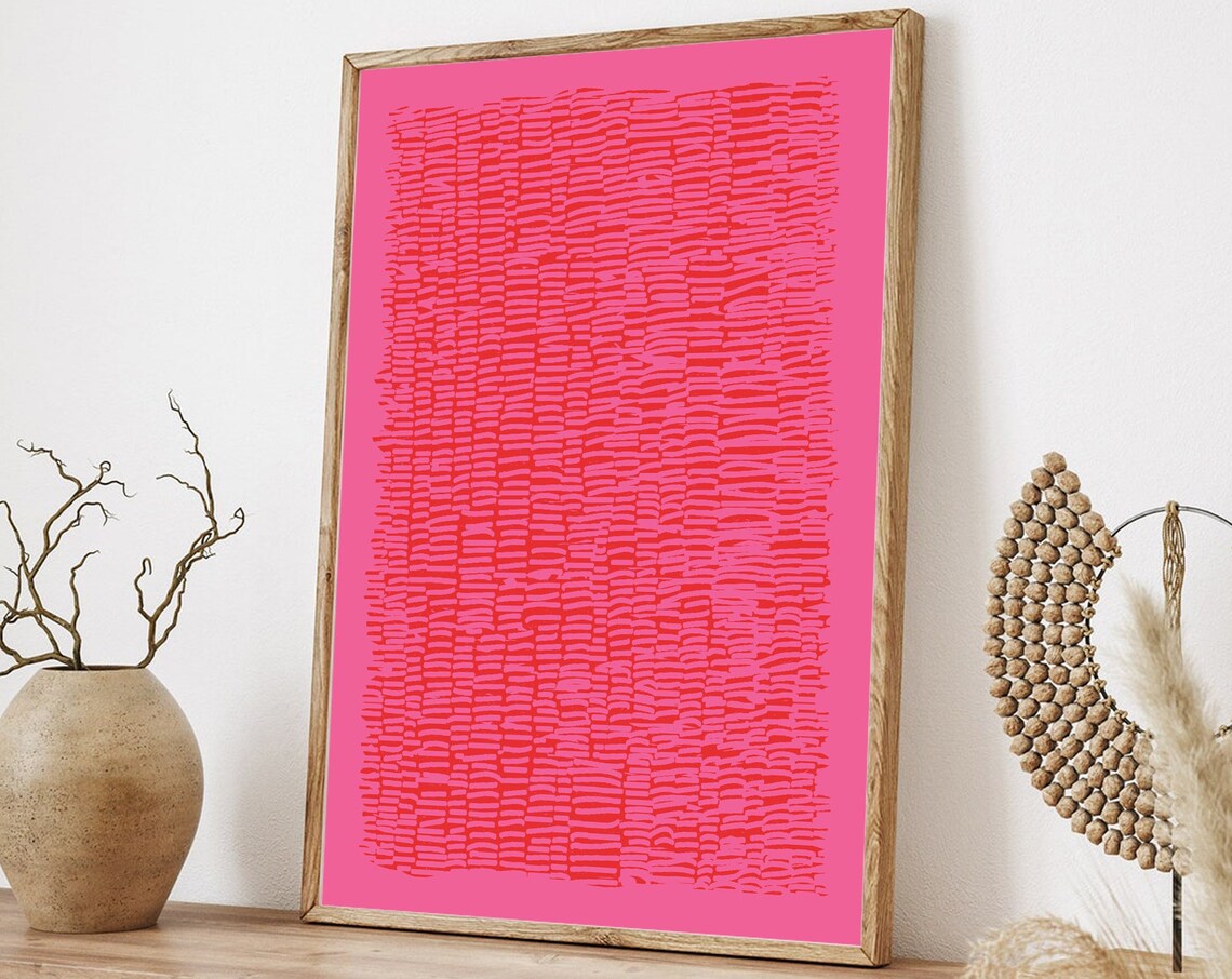 Pink Abstract Art Print, Modern Living Room Decor