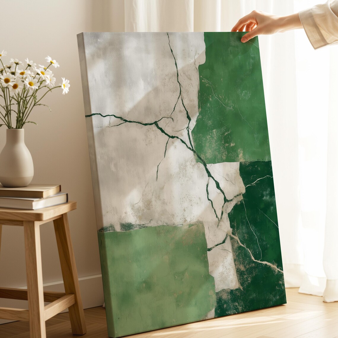 Abstract Green Geometry Gicle Print Modern Wall Art