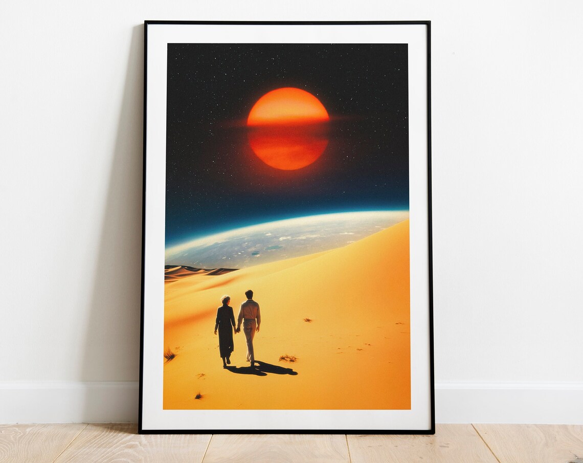 Cosmic Connection Retro Futurism Art Print