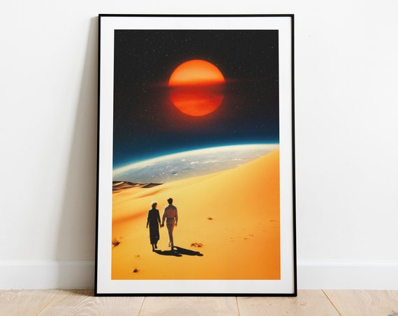 Cosmic Connection Retro Futurism Art Print