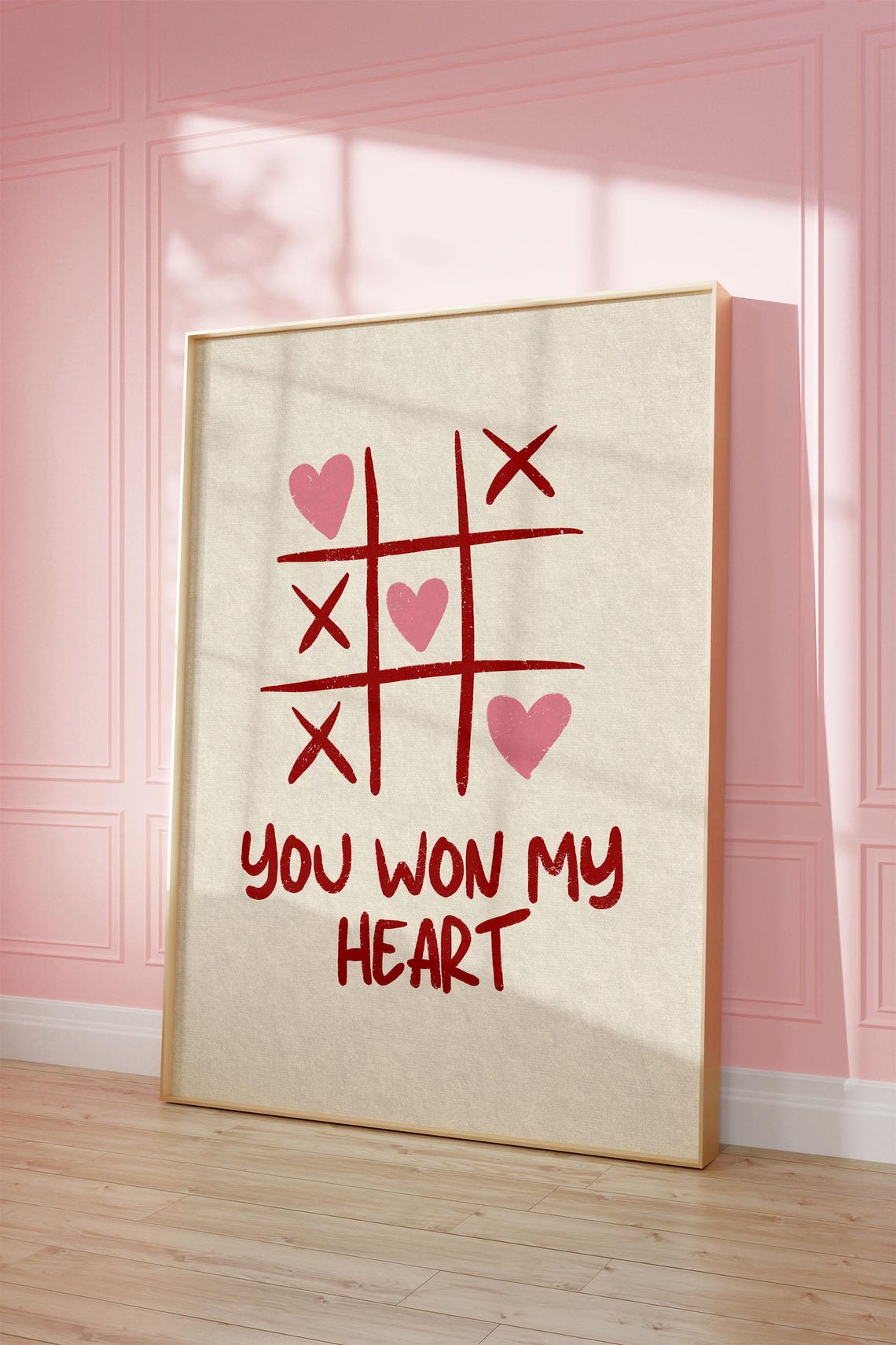 You Won My Heart Red Tic Tac Toe Grid Valentines Game Poster - Image 2