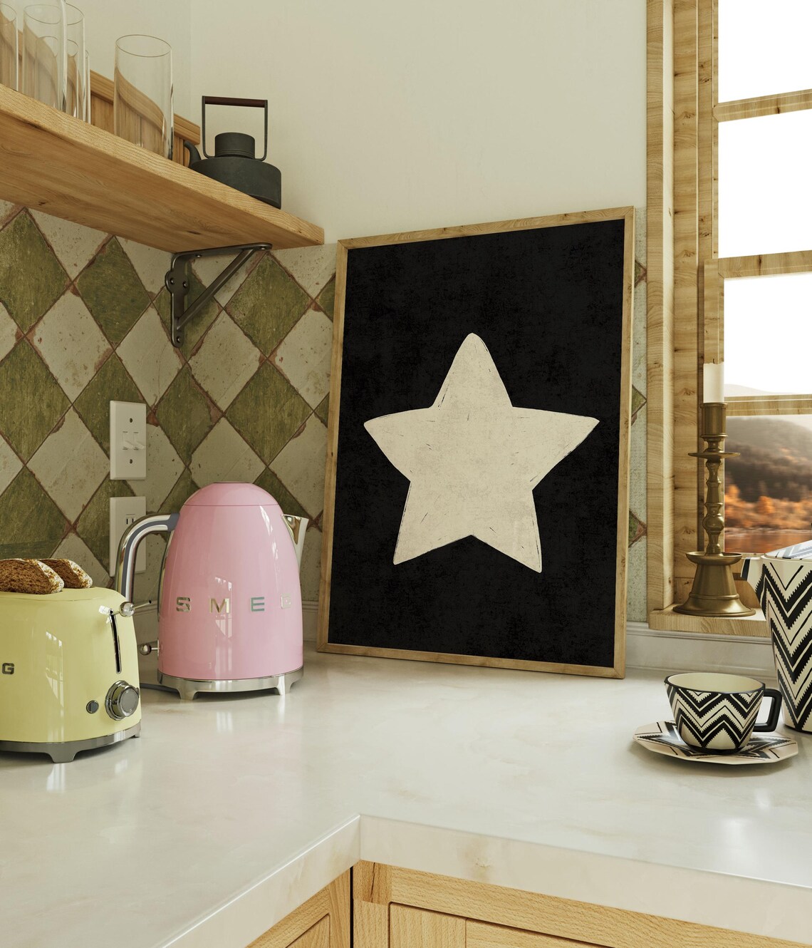 Retro Hand Drawn Star Art Print, Trendy Aesthetic - Image 3