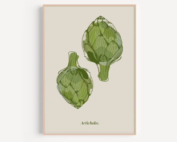 Artichoke Art Print Dining Room Decor Gift For Chef Antique Illustration Kitchen Poster Restaurant Wall Art Kitchen Art Artichoke Art