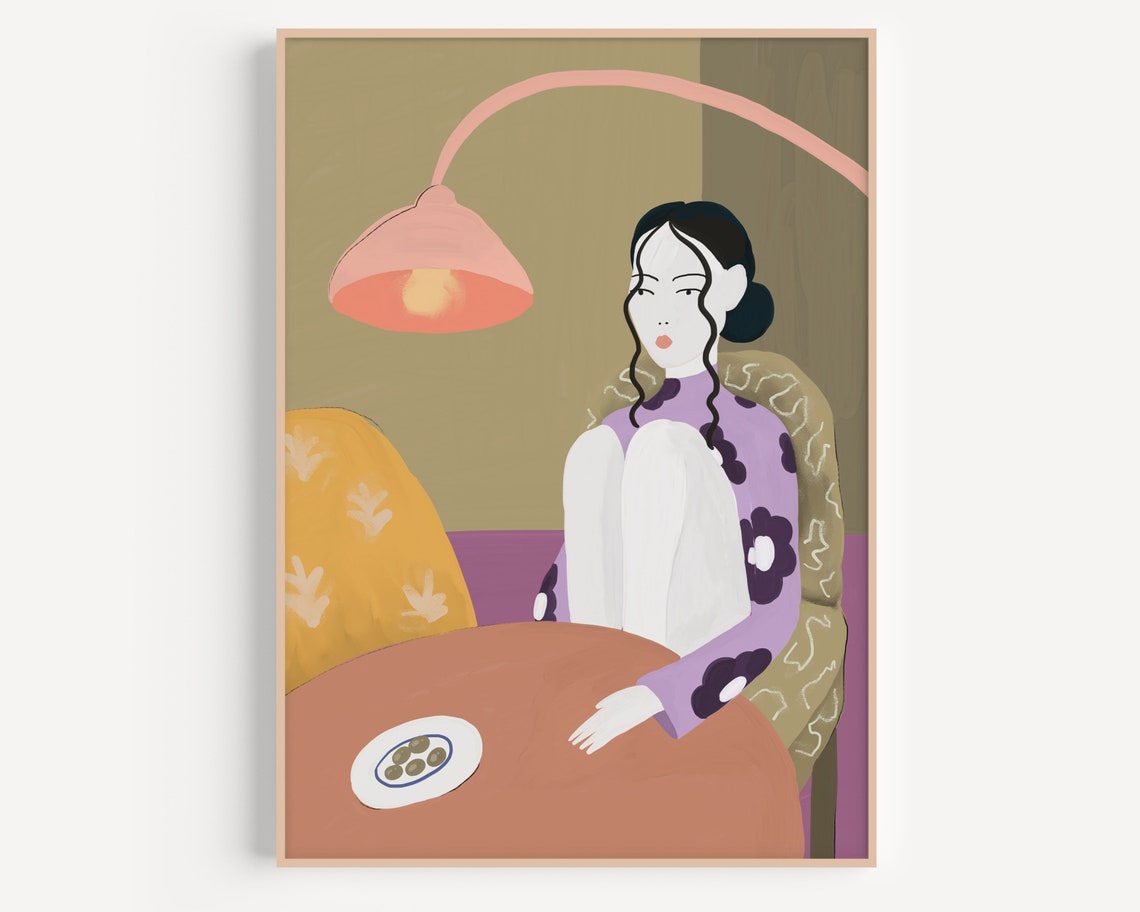 Vintage Asian Painting Oil Painting Woman Portrait Art Japanese Wall Art Wall Art Modern Art Japan Poster