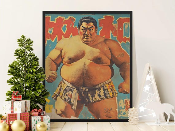 Vintage Sumo Wrestler Poster Classic Japanese Sports Art Retro Home Decor Bold Wall Art Print Unique Gift Idea For Fans Nostalgic