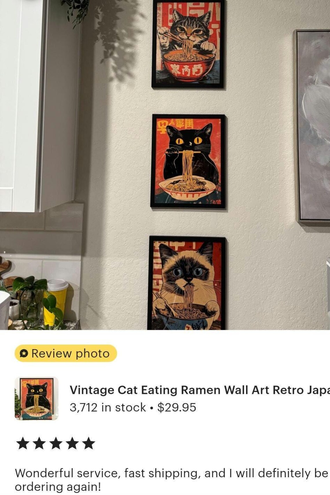 Black Tote Bag Cute Cat Eating Noodles Japanese Retro Ramen Art Print - Image 2