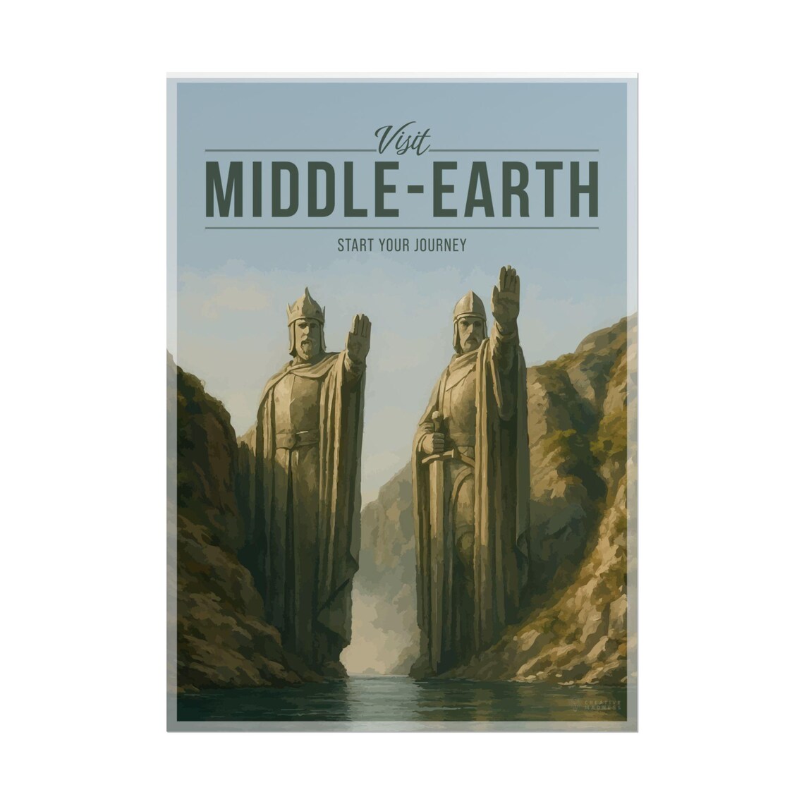 Middleearth Travel Poster, Scenic Fantasy Art Print