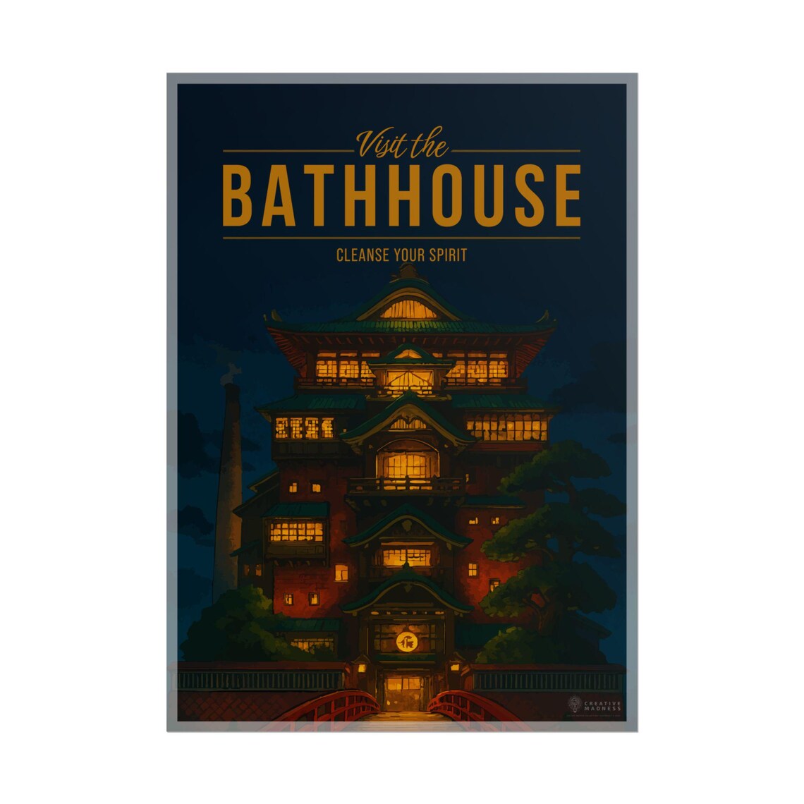 Spirited Away Bathhouse Night Ghibli Anime Fantasy Movie Poster