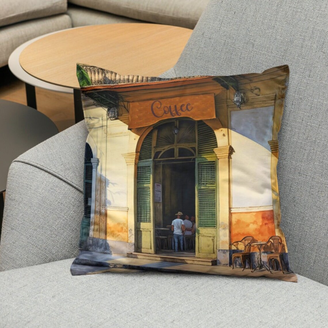Vintage Coffee House Storefront Sunlit Colonial Street Art Poster - Image 4