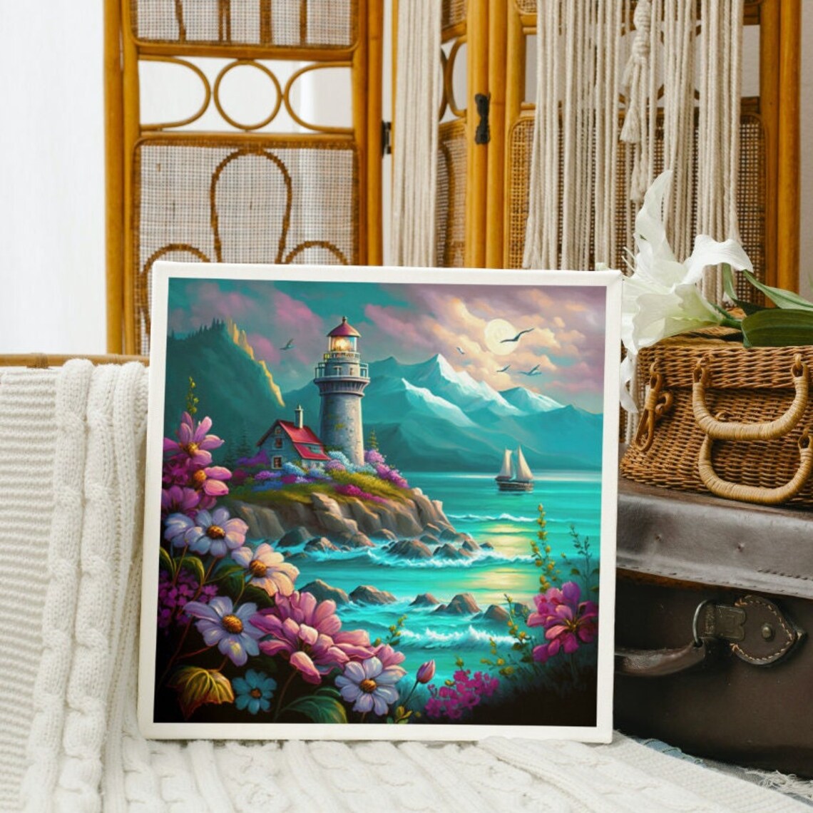 Sailboat Paradise Nautical Wall Art, Lighthouse Decor - Image 2