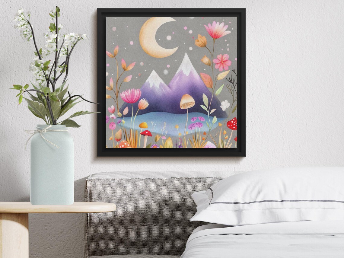 Whimsical Moonlit Fairy Garden Crescent Moon Wildflowers Magic Poster - Image 4
